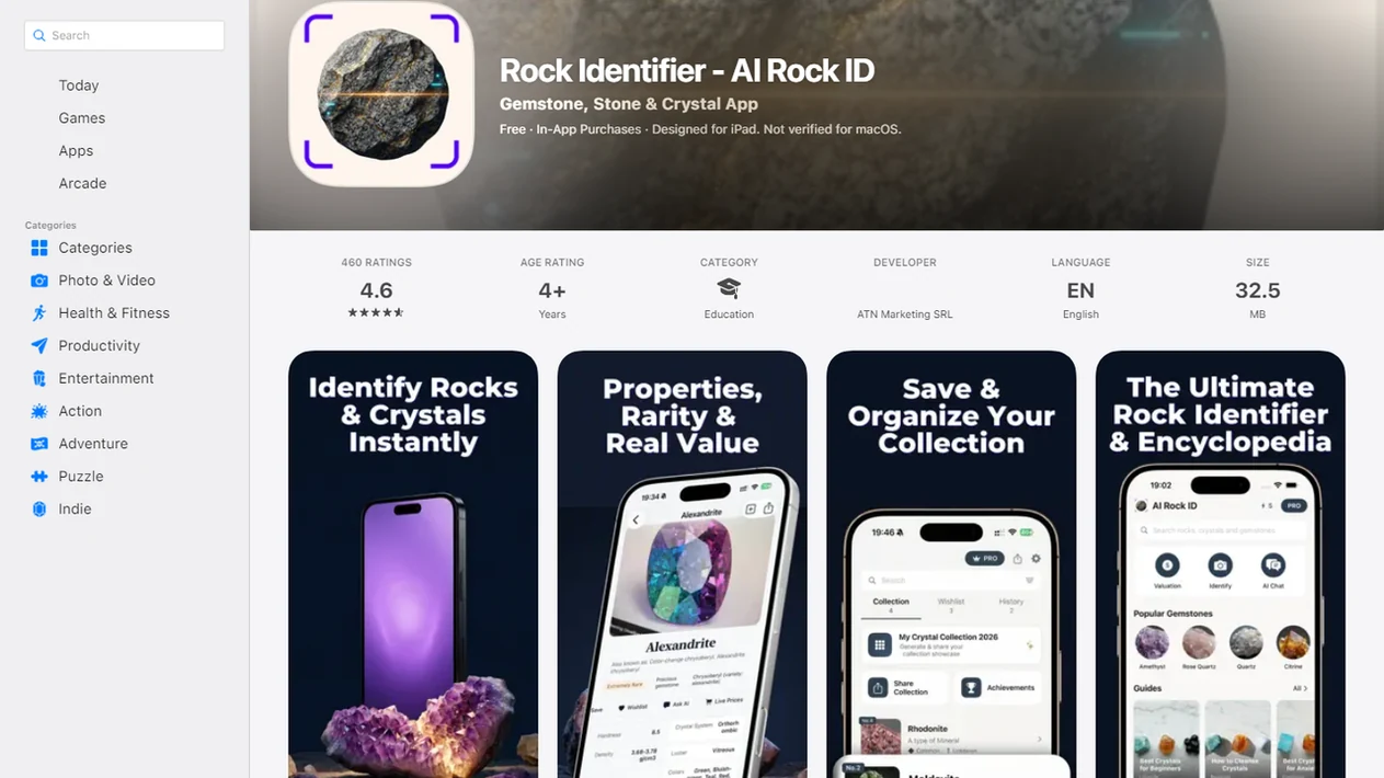 Rock Identifier interface screenshot