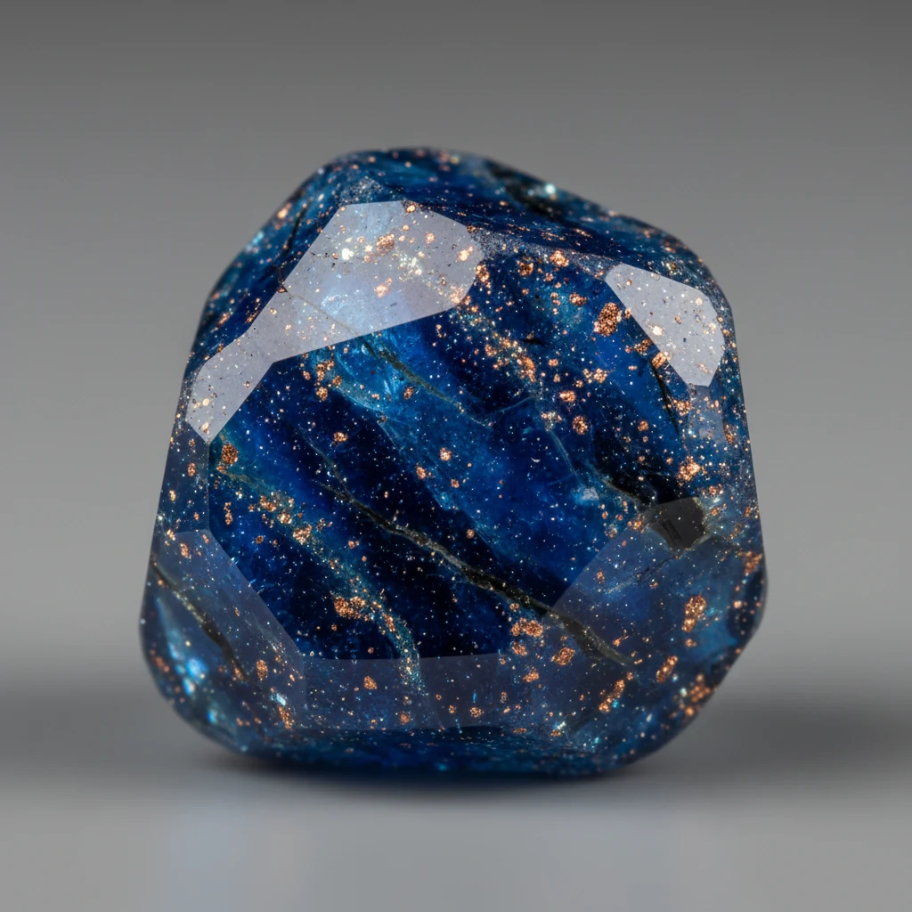Polished Blue Goldstone showing deep blue glass with fine copper-gold sparkles