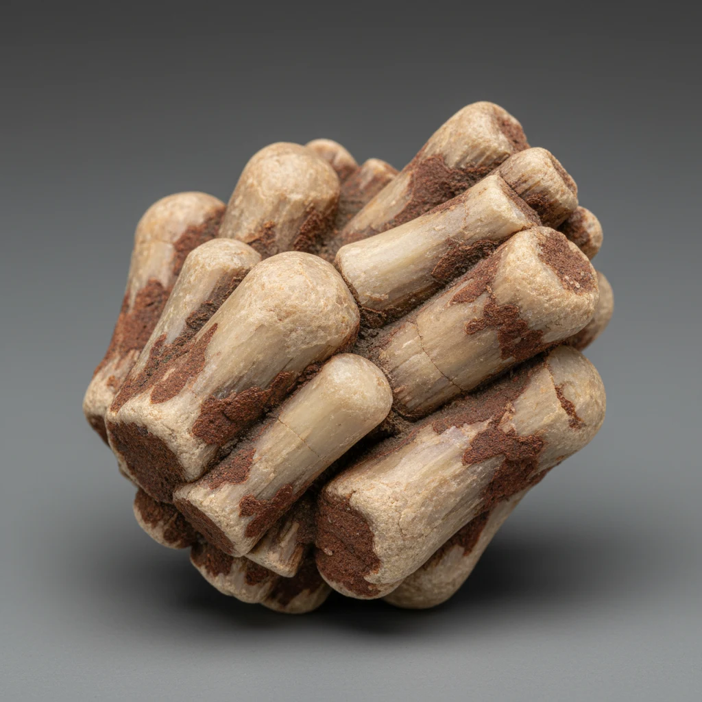 Cream, tan, and light brown bone beads with smooth polished surfaces and natural organic patterning