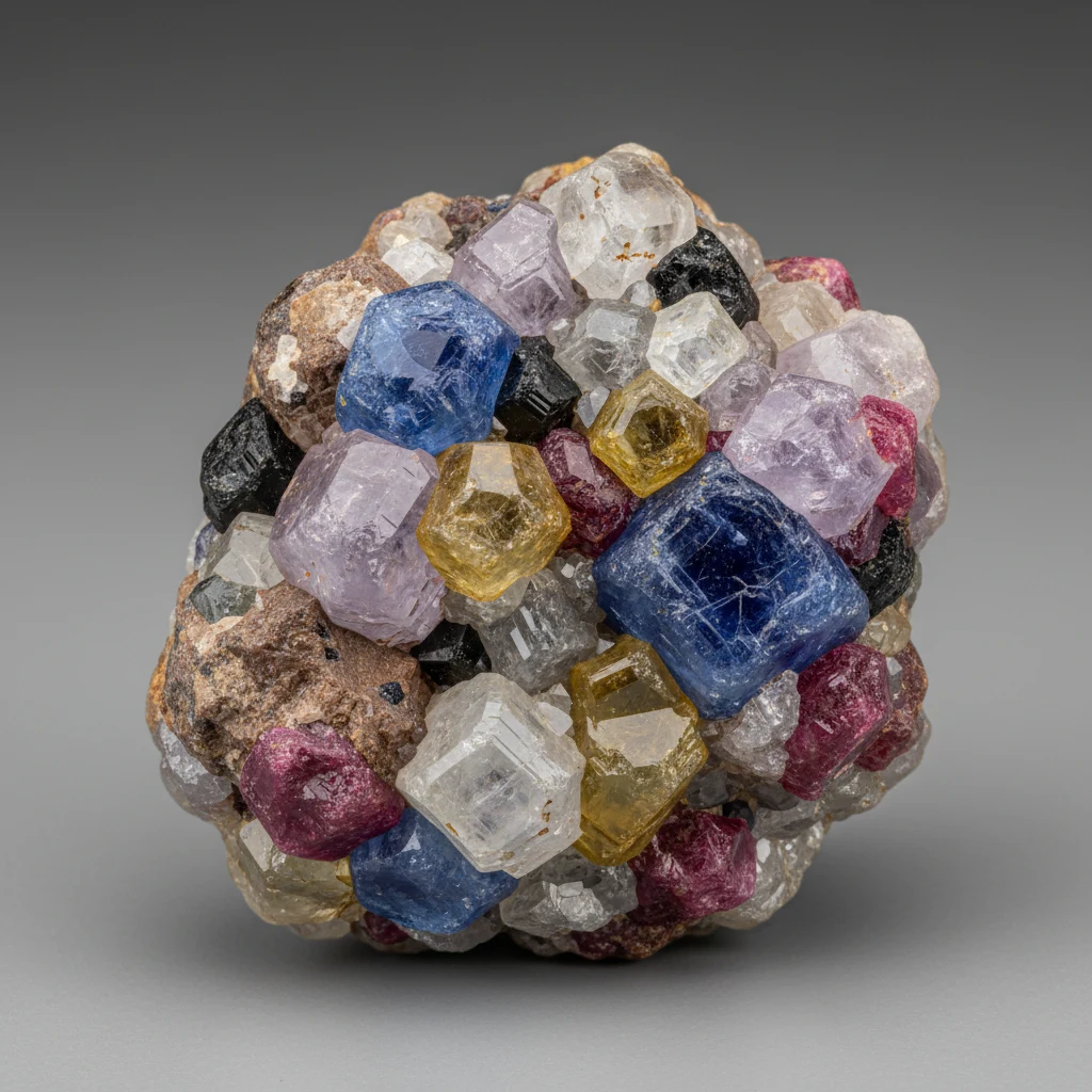 Rough corundum crystal showing hard vitreous surfaces and ruby to sapphire mineral character