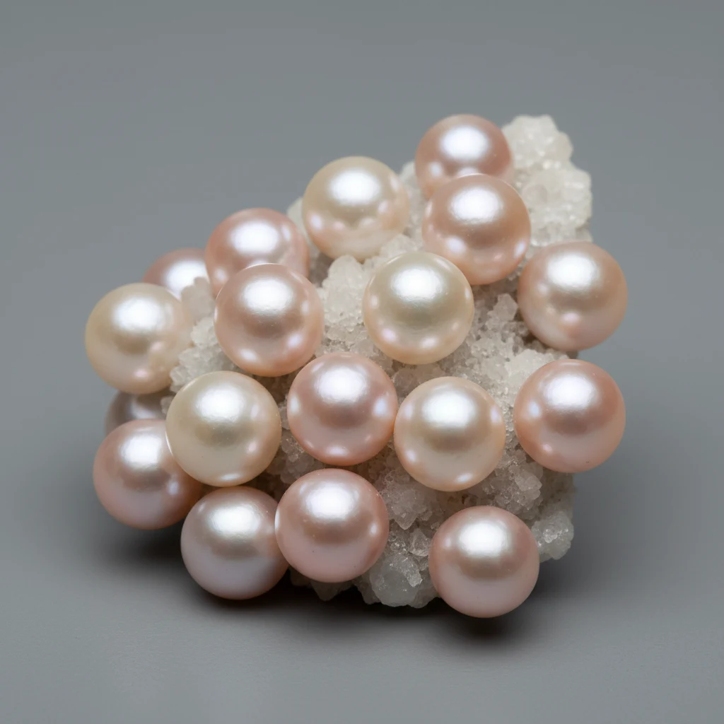 Lustrous white and pink freshwater pearls with soft pearly sheen