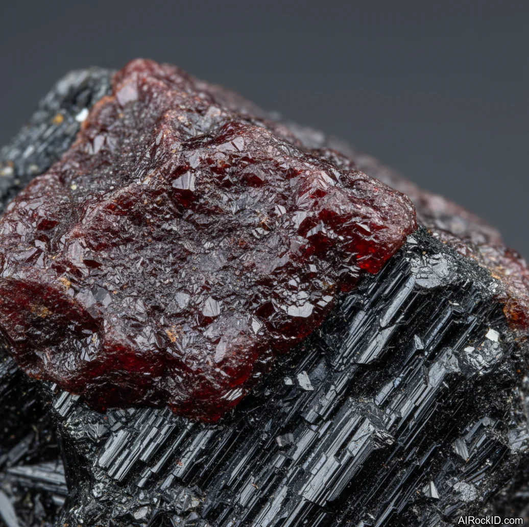 Garnet In Arfvedsonite