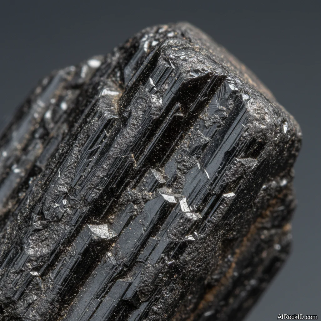Close-up of jet-black gilsonite with resinous luster and conchoidal fracture surfaces