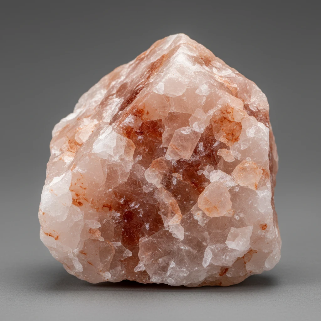 Pink and white rough Himalayan Pink Salt rock salt specimen with opaque crystalline texture