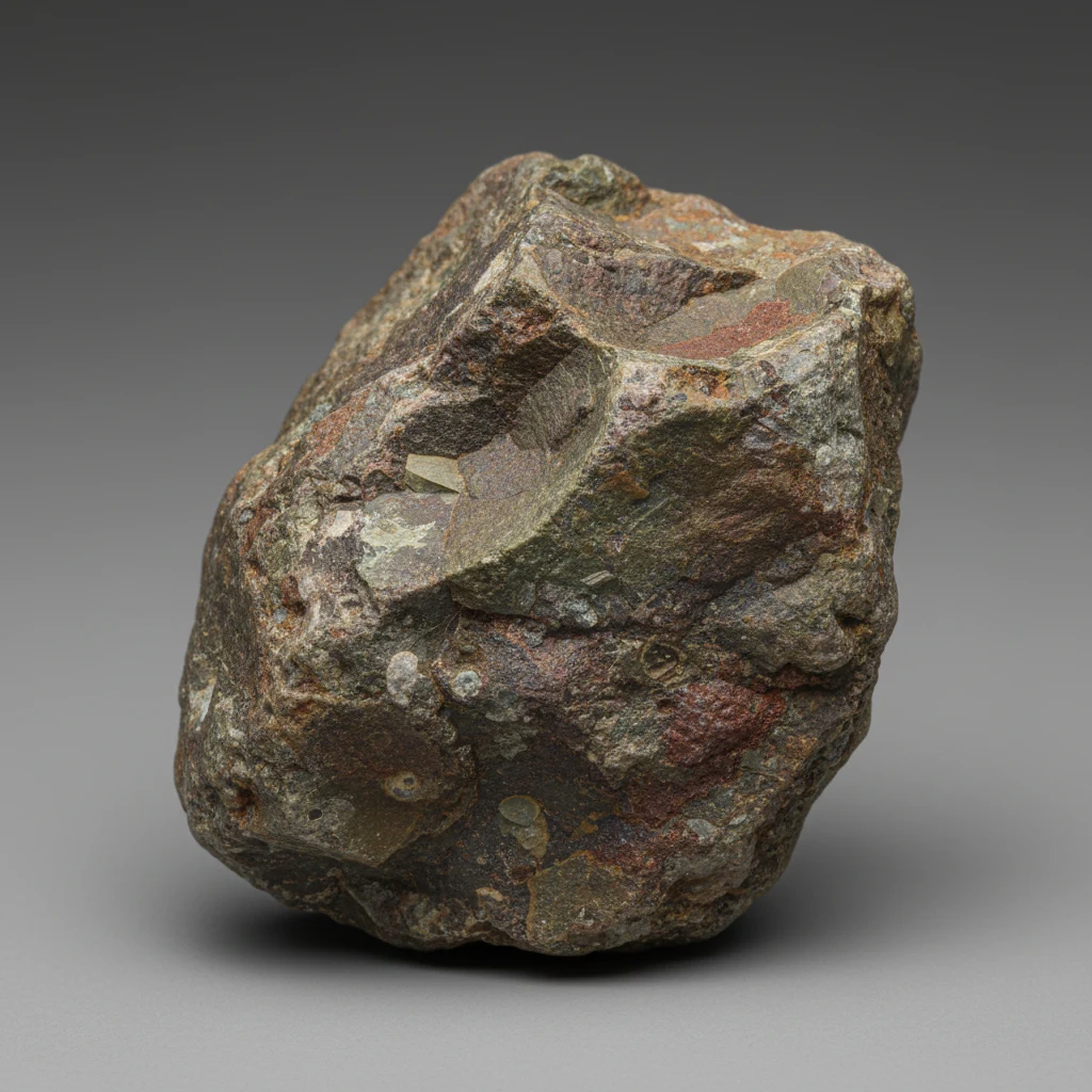 Gray-brown mudstone specimen with dull earthy luster and fine-grained texture