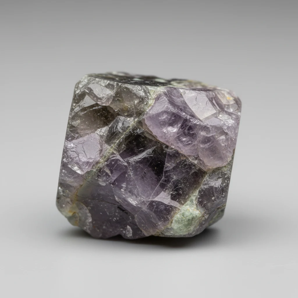 Transparent to translucent gray-violet Musgravite gemstone with vitreous luster