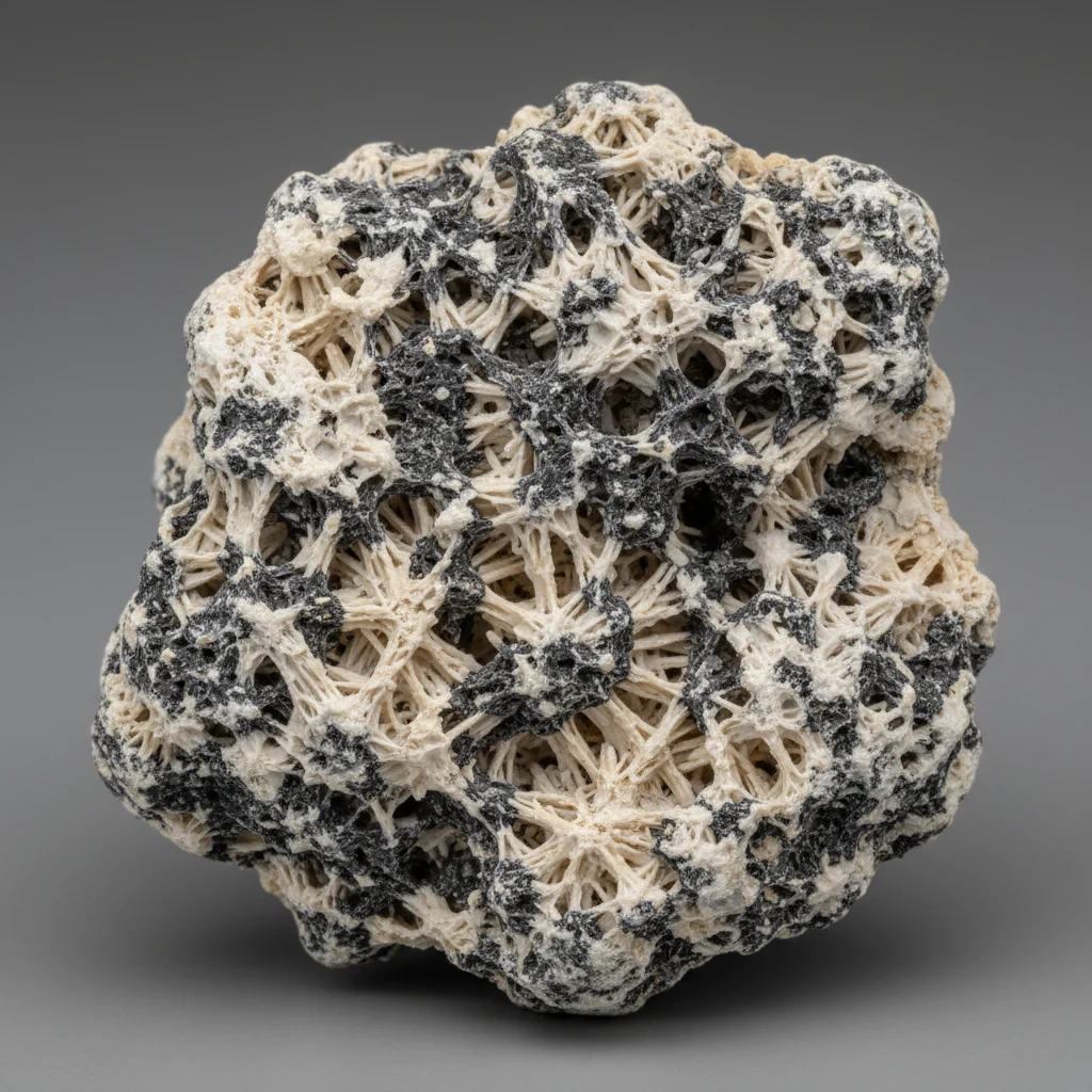 Light gray-white porous pumice volcanic rock with rough vesicular texture